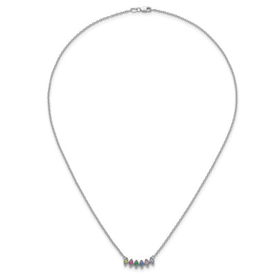 14K White Gold 6 Synthetic Birthstone Mother's Necklace