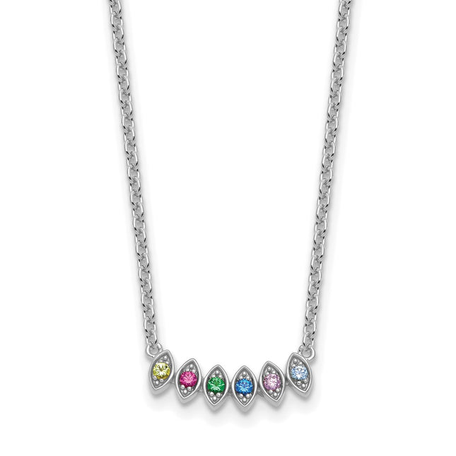 14K white gold birthstone necklace, synthetic stone, alternate view