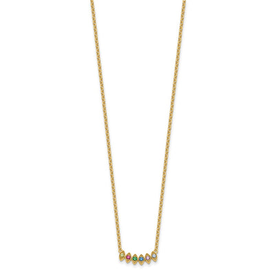 14K Synthetic 6 Birthstone Mother's Necklace