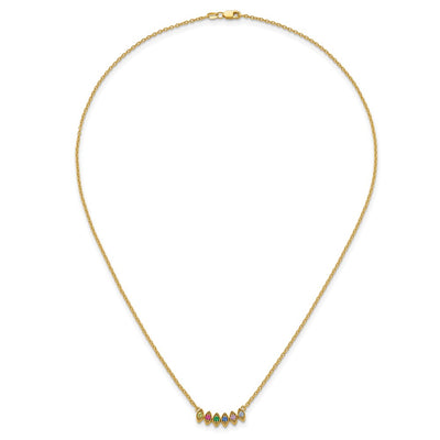 14K Synthetic 6 Birthstone Mother's Necklace