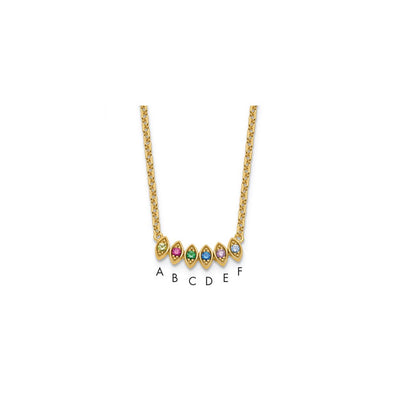 14K Synthetic 6 Birthstone Mother's Necklace