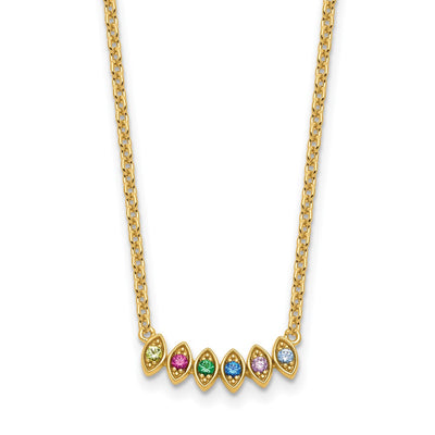 14K Synthetic 6 Birthstone Mother's Necklace