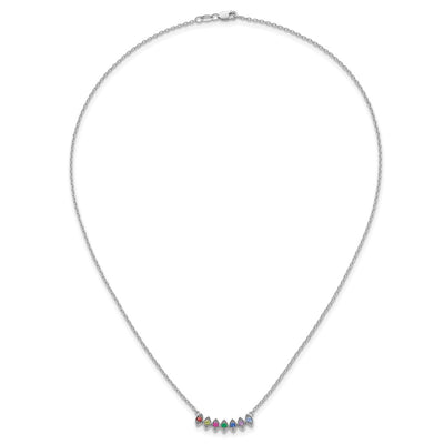 14K White Gold 7 Genuine Birthstone Mother's Necklace