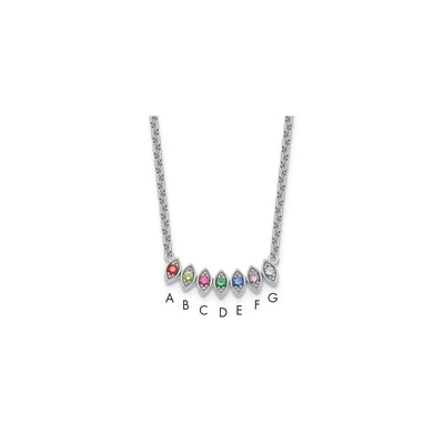 14K White Gold 7 Genuine Birthstone Mother's Necklace