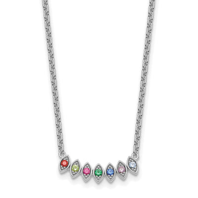 14K White Gold 7 Genuine Birthstone Mother's Necklace
