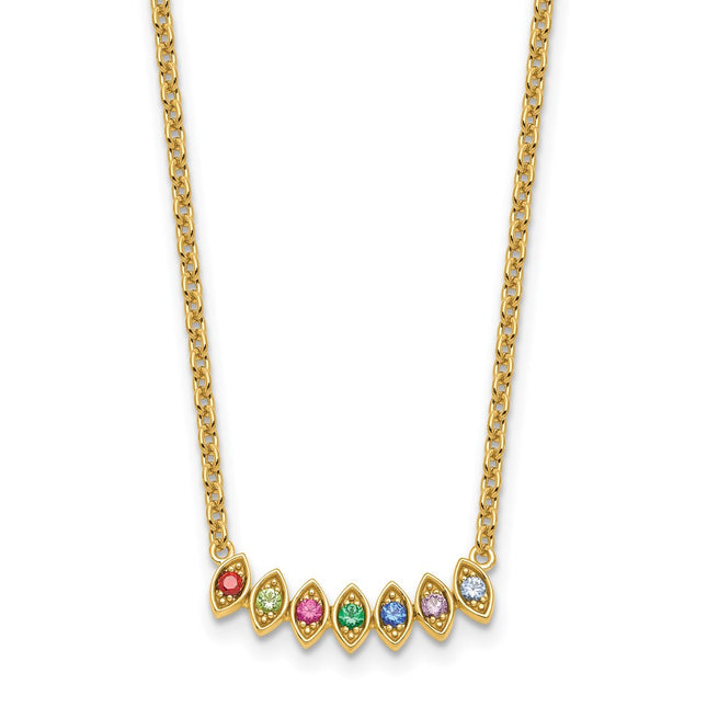 14K gold birthstone necklace, synthetic stone, alternate view