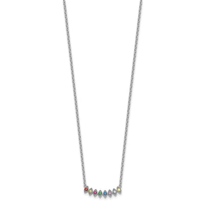 14K White Gold 8 Genuine Birthstone Mother's Necklace