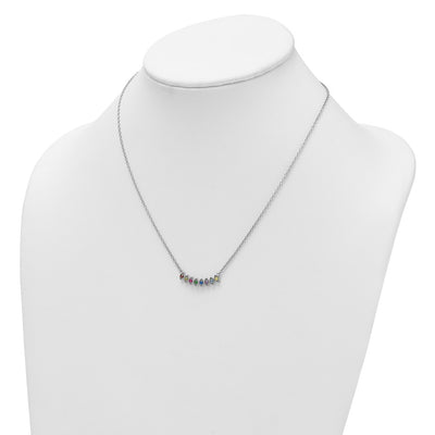 14K White Gold 8 Synthetic Birthstone Mother's Necklace
