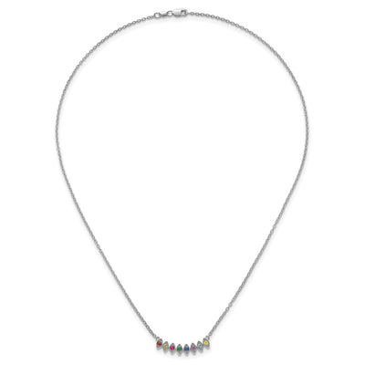 14K White Gold 8 Genuine Birthstone Mother's Necklace