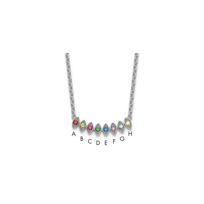 14K White Gold 8 Genuine Birthstone Mother's Necklace