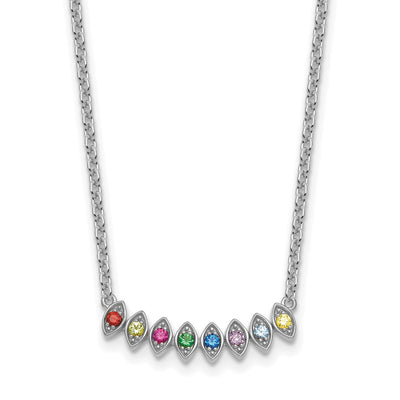 14K White Gold 8 Genuine Birthstone Mother's Necklace