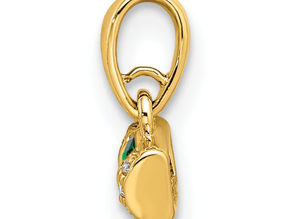 14K Family Jewelry Geniune Stone & Diamond Set Pendant, 11 x 7mm