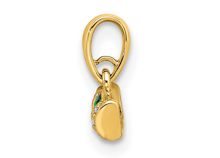 14K gold diamond family pendant, synthetic stone, another view