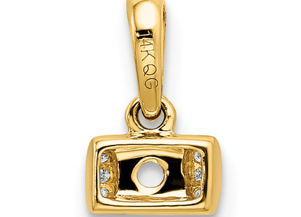 14K Family Jewelry Geniune Stone & Diamond Set Pendant, 11 x 7mm