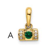 14K Family Jewelry Geniune Stone & Diamond Set Pendant, 11 x 7mm