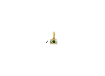 14K gold diamond family pendant, synthetic stone