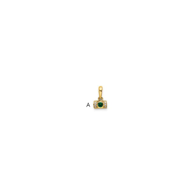 14K Family Jewelry Synthetic Stone & Diamond Set Pendant, 11 x 7mm