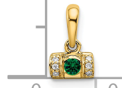 14K Family Jewelry Geniune Stone & Diamond Set Pendant, 11 x 7mm