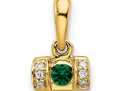14K Family Jewelry Geniune Stone & Diamond Set Pendant, 11 x 7mm
