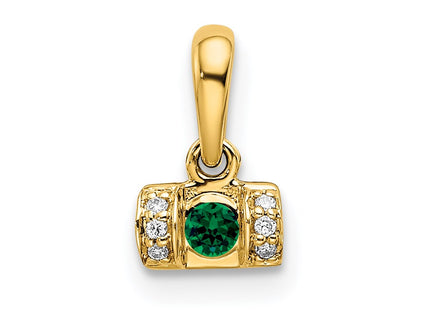 14K gold diamond family pendant, synthetic stone, alternate view