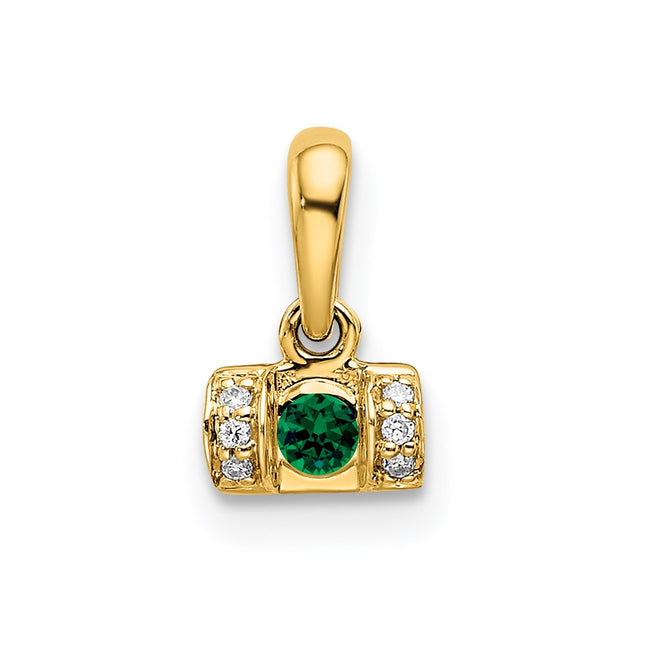 14K gold diamond family pendant, synthetic stone, alternate view