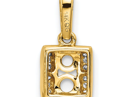 14K Family Jewelry Geniune Stone & Diamond Set Pendant, 14 x 6mm