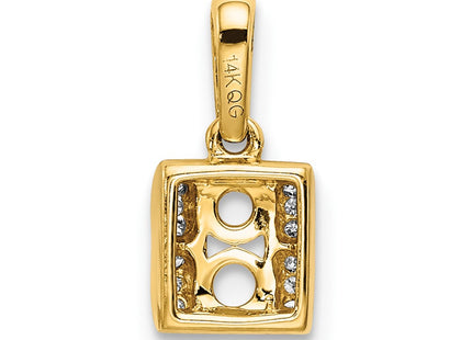 14K gold diamond family pendant, synthetic stone, further view
