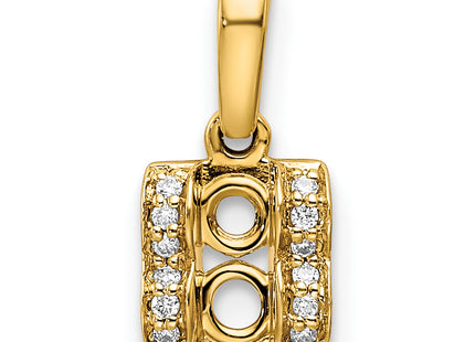 14K Family Jewelry Geniune Stone & Diamond Set Pendant, 14 x 6mm