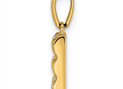14K Family Jewelry Geniune Stone & Diamond Set Pendant, 17 x 7mm