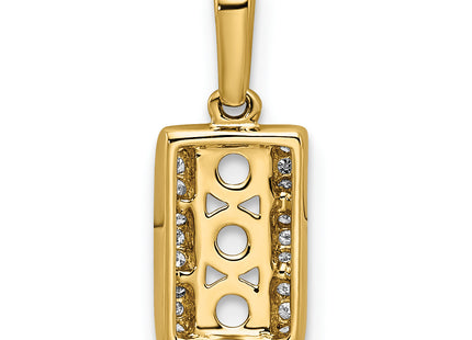 14K Family Jewelry Geniune Stone & Diamond Set Pendant, 17 x 7mm