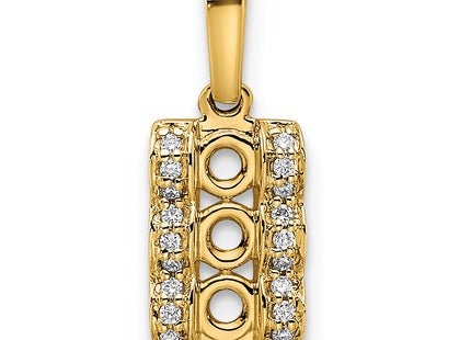 14K Family Jewelry Synthetic Stone & Diamond Set Pendant, 17 x 7mm