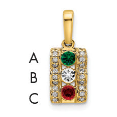 14K Family Jewelry Geniune Stone & Diamond Set Pendant, 17 x 7mm