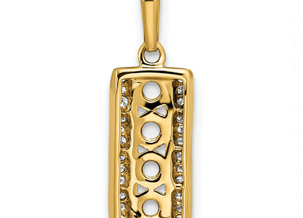 14K Family Jewelry Geniune Stone & Diamond Set Pendant, 20 x 7mm
