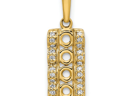 14K Family Jewelry Geniune Stone & Diamond Set Pendant, 20 x 7mm