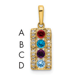 14K Family Jewelry Geniune Stone & Diamond Set Pendant, 20 x 7mm