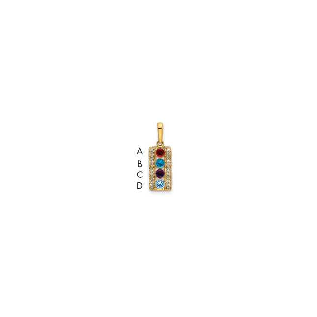 14K Family Jewelry Synthetic Stone & Diamond Set Pendant, 20 x 7mm