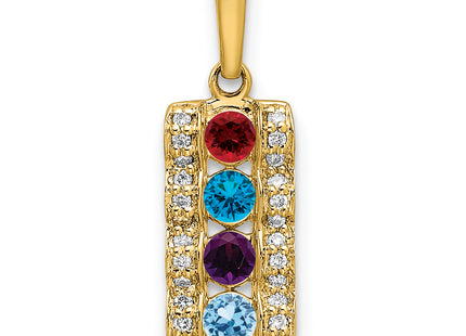 14K Family Jewelry Geniune Stone & Diamond Set Pendant, 20 x 7mm