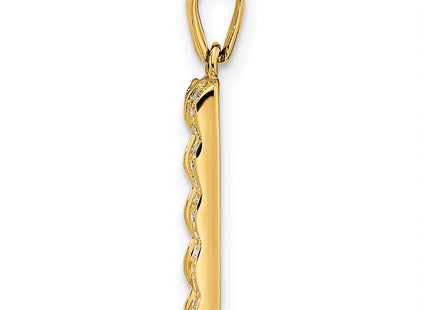 14K Family Jewelry Geniune Stone & Diamond Set Pendant, 23 x 7mm