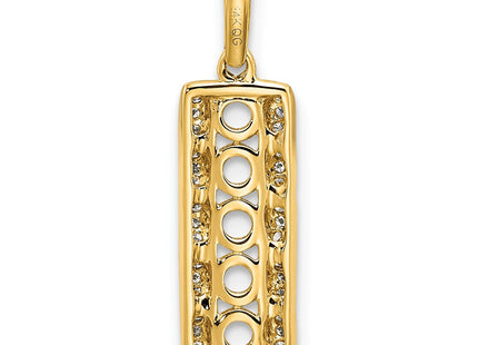14K gold diamond family pendant, synthetic stone, further view