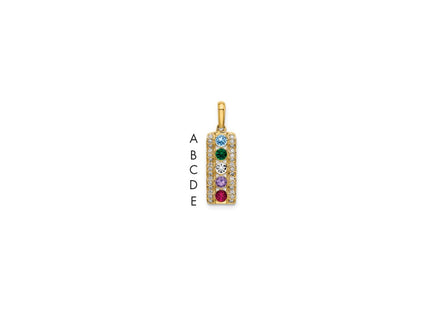 14K gold diamond family pendant, synthetic stone