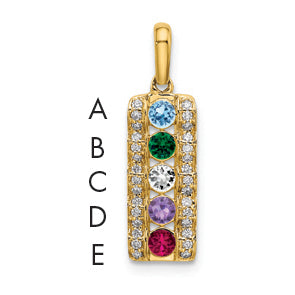 14K Family Jewelry Geniune Stone & Diamond Set Pendant, 23 x 7mm