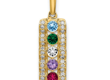 14K gold diamond family pendant, synthetic stone, alternate view