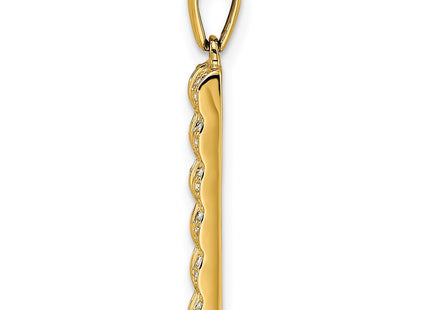 14K gold diamond family pendant, synthetic stone, another view