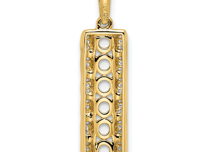 14K Family Jewelry Geniune Stone & Diamond Set Pendant, 26 x 7mm