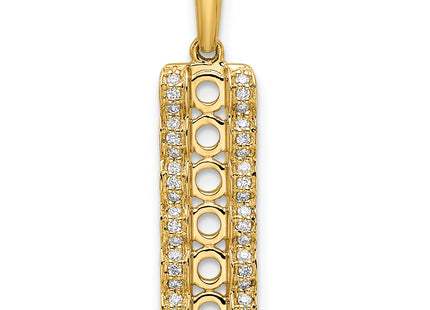 14K Family Jewelry Synthetic Stone & Diamond Set Pendant, 26 x 7mm