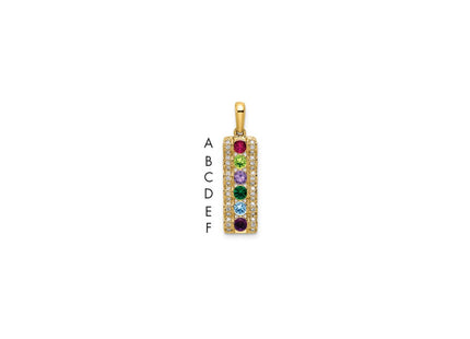 14K gold diamond family pendant, synthetic stone