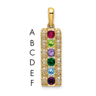 14K Family Jewelry Geniune Stone & Diamond Set Pendant, 26 x 7mm