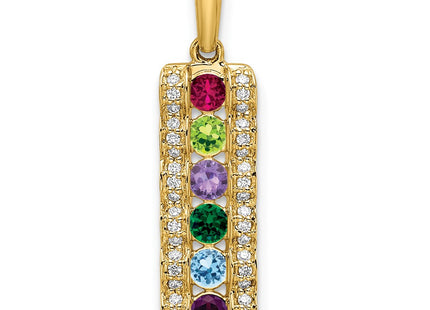 14K gold diamond family pendant, synthetic stone, alternate view