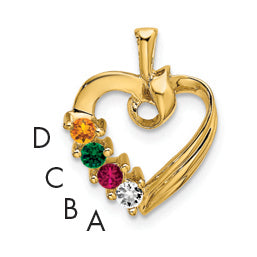 14k 4 Stone Family Pendant Mounting, 19 x 13mm