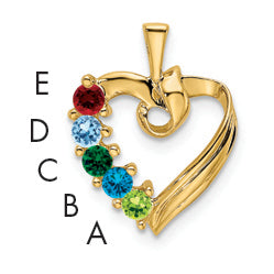 14k 5 Stone Family Pendant Mounting, 19 x 13mm